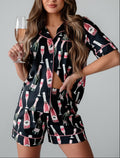 Black Champagne Print Short Pyjama Set