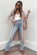Oatmeal Open Front Longline Cardigan