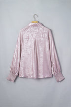 Blush Shimmer Smocked Cuff Shirt