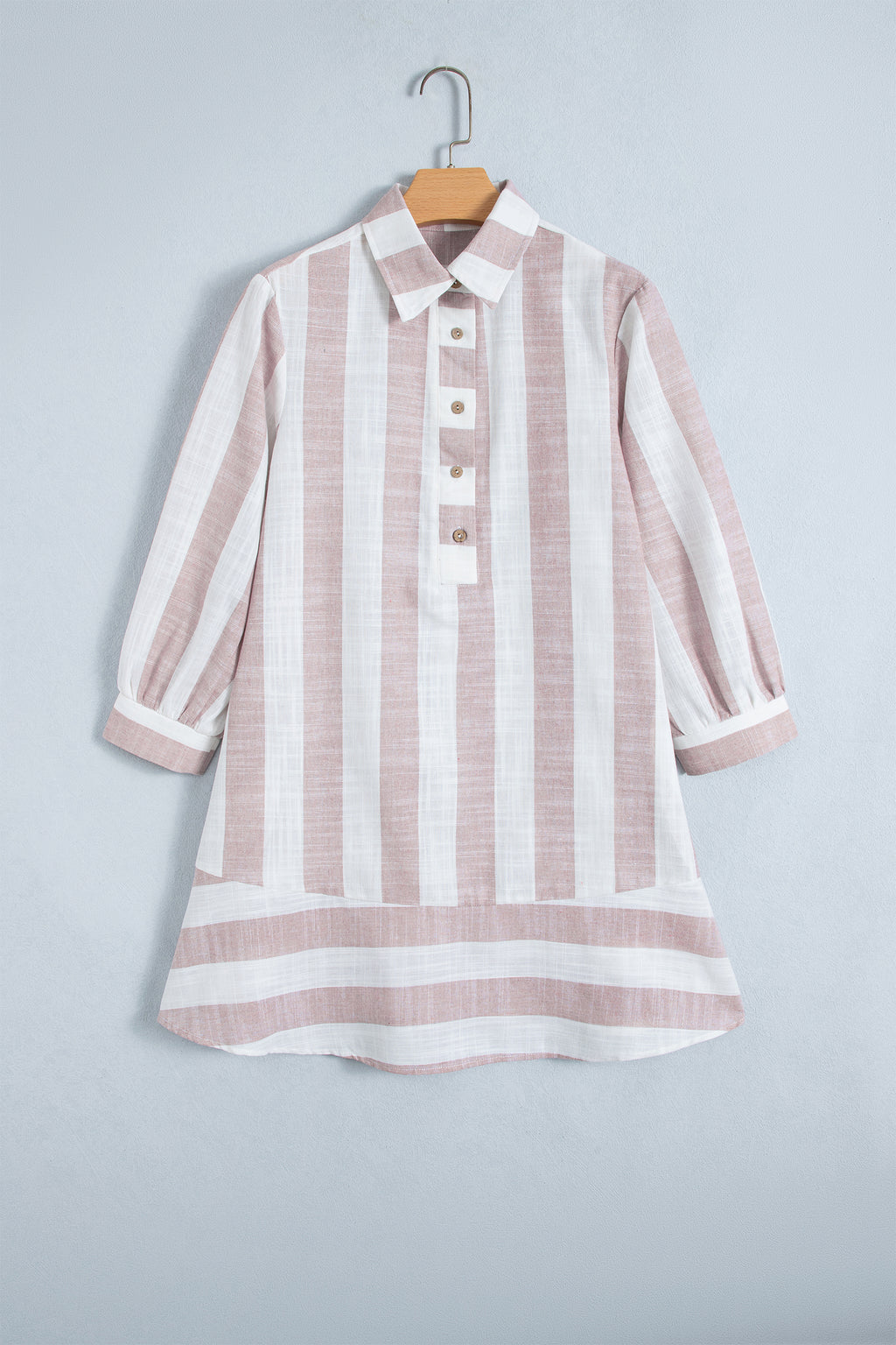 Blush Striped Collared Shirt Dress