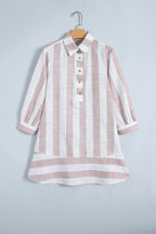 Blush Striped Collared Shirt Dress