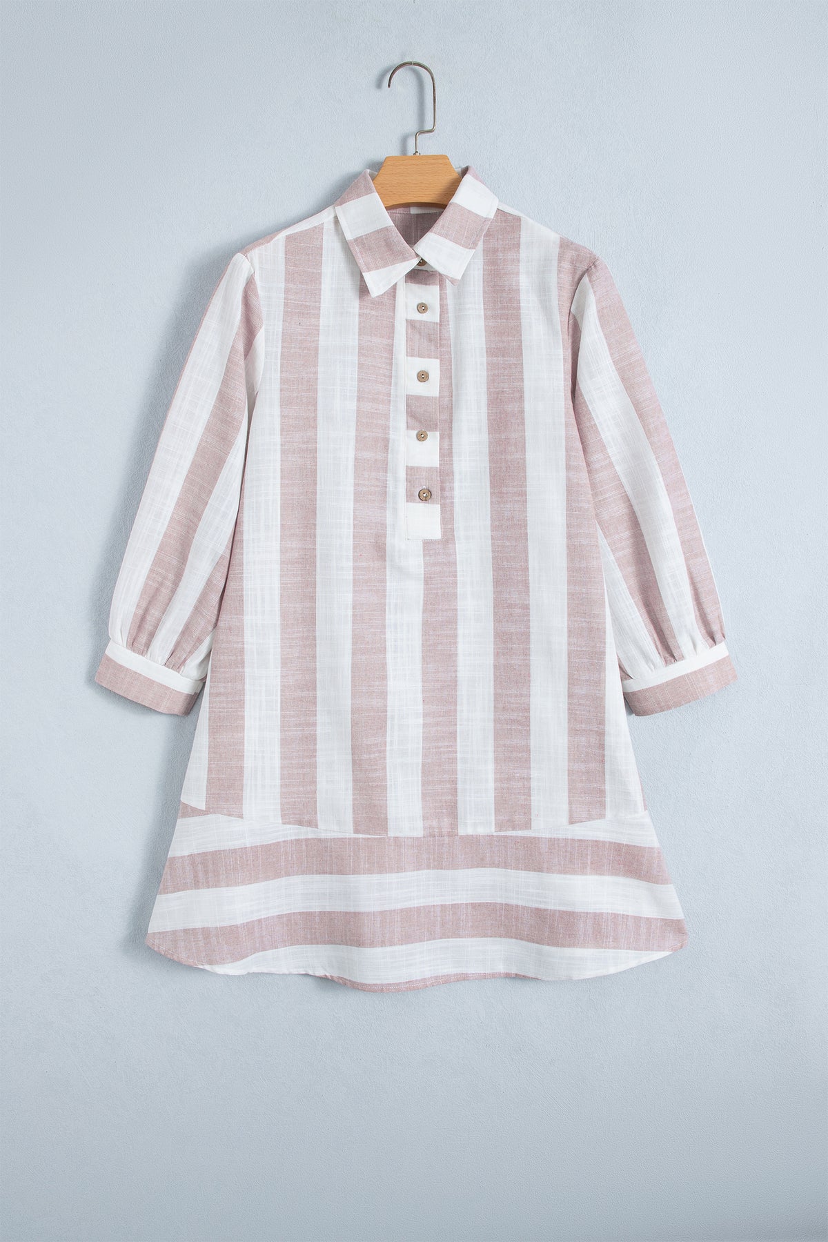 Blush Striped Collared Shirt Dress