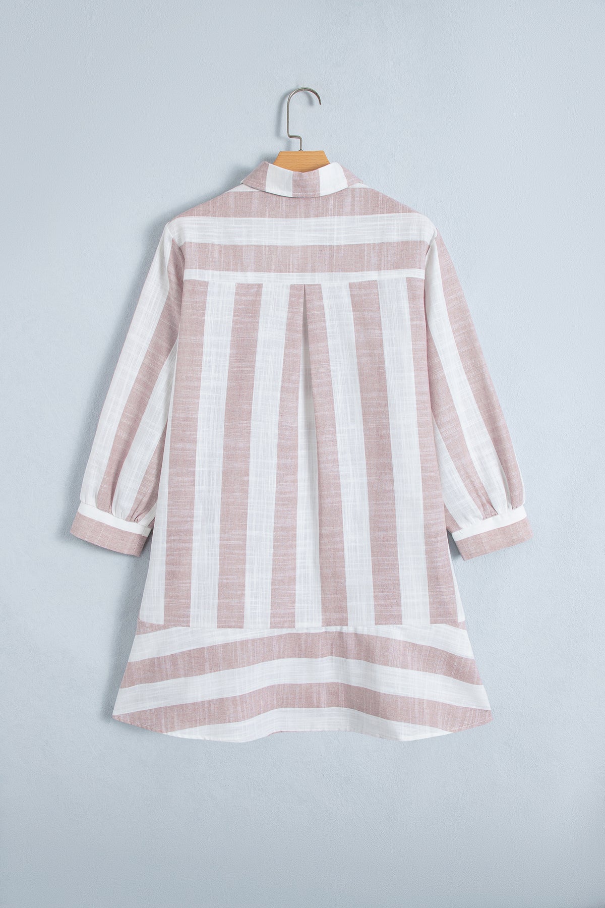Blush Striped Collared Shirt Dress