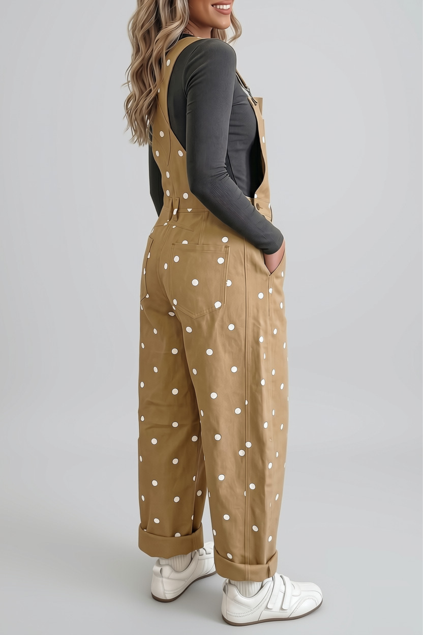 Polka Dot Barrel Leg Overalls