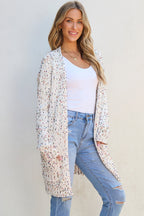Cream Confetti Knit Open-Front Cardigan