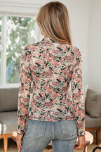 Floral Print Mesh Top