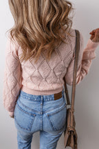 Blush Pointelle Diamond Knit Sweater