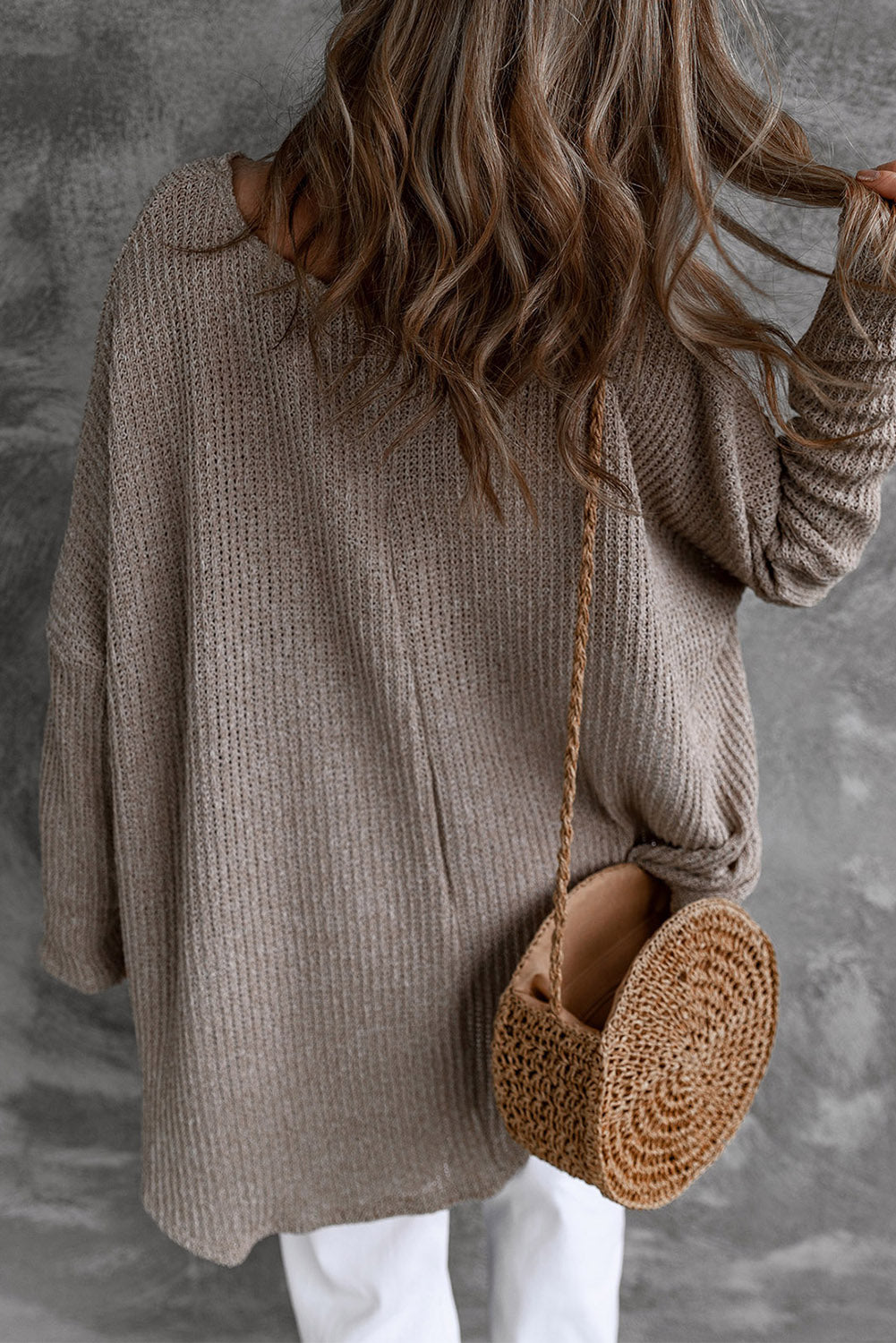Oatmeal Relaxed Crop Knit Sweater