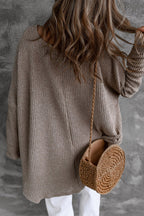 Oatmeal Relaxed Crop Knit Sweater