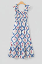 Santorini Ikat Smocked Maxi Dress