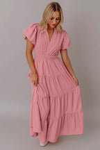 Puff Sleeve Tiered Maxi Dress