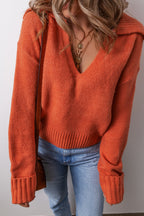 V-Neck Collared Knit Sweater