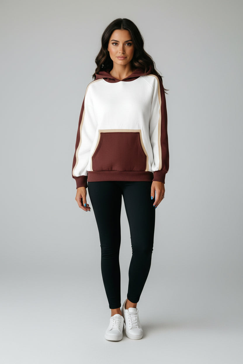 Burgundy Colourblock Hoodie