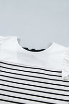 Black and White Stripe Bow Back Top