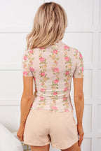 Vanilla Floral Rose Mesh Top