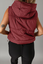 Burgundy Hooded Puffer Vest