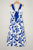 Blue and White Botanical Print Maxi Dress