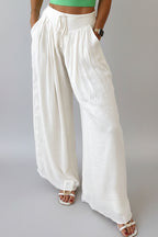 White Pleated Palazzo Pants