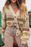 Oatmeal Mustard Fair Isle Cardigan
