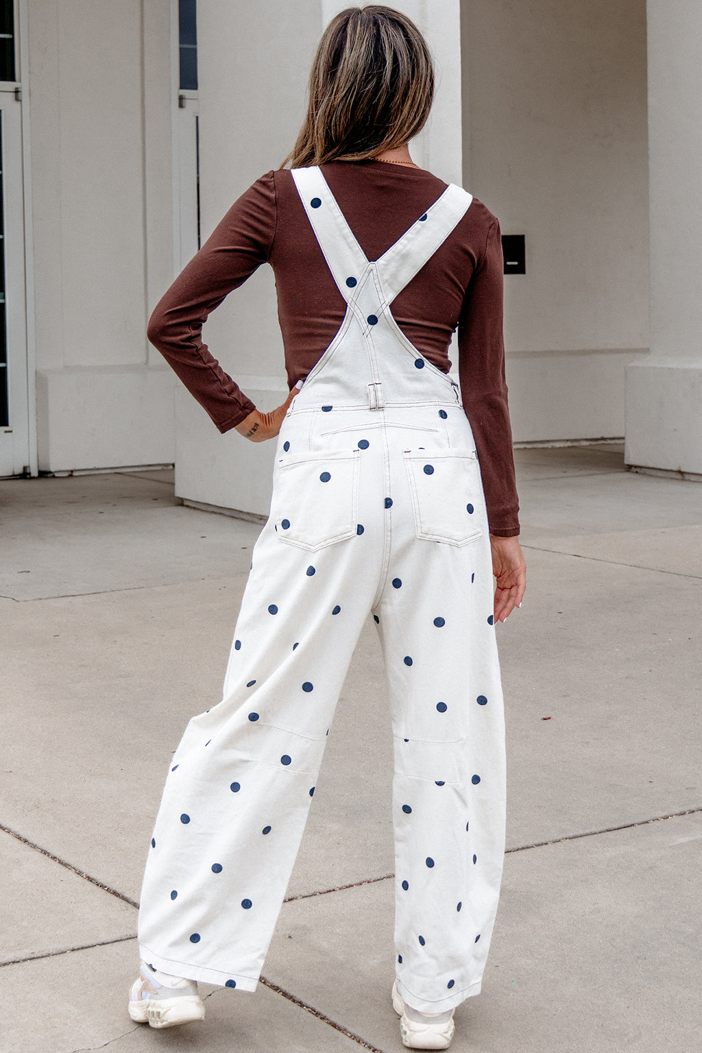 Polka Dot Barrel Leg Overalls