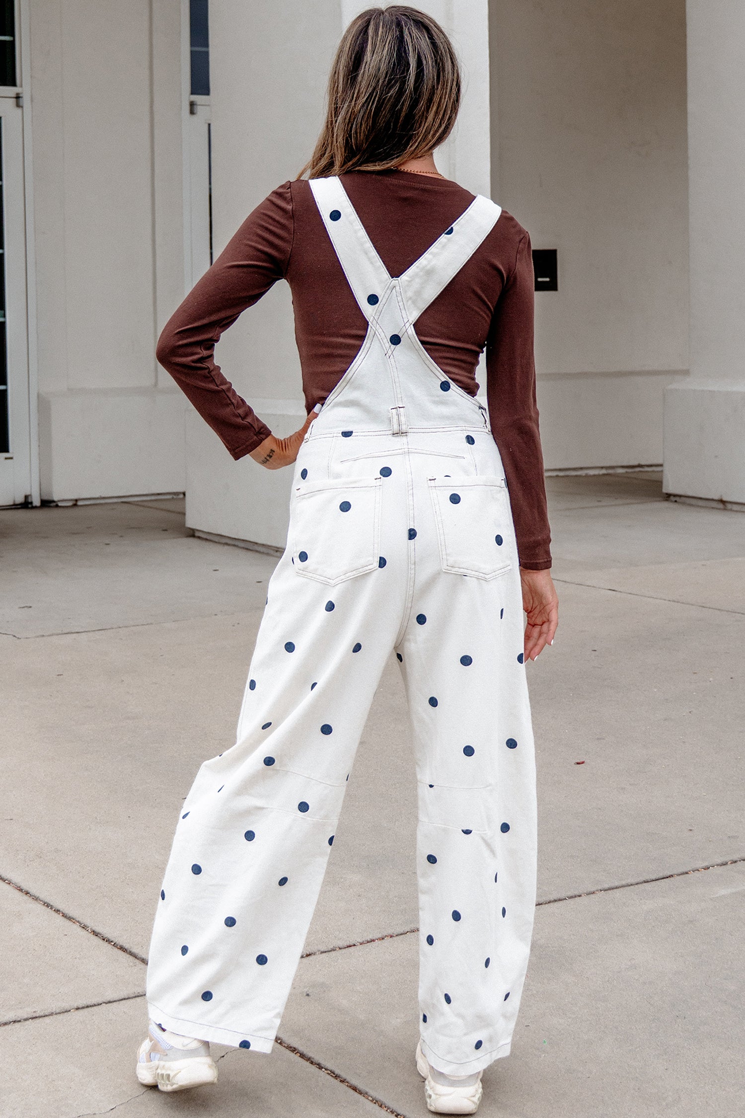 Polka Dot Barrel Leg Overalls
