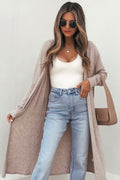 Oatmeal Open Front Longline Cardigan