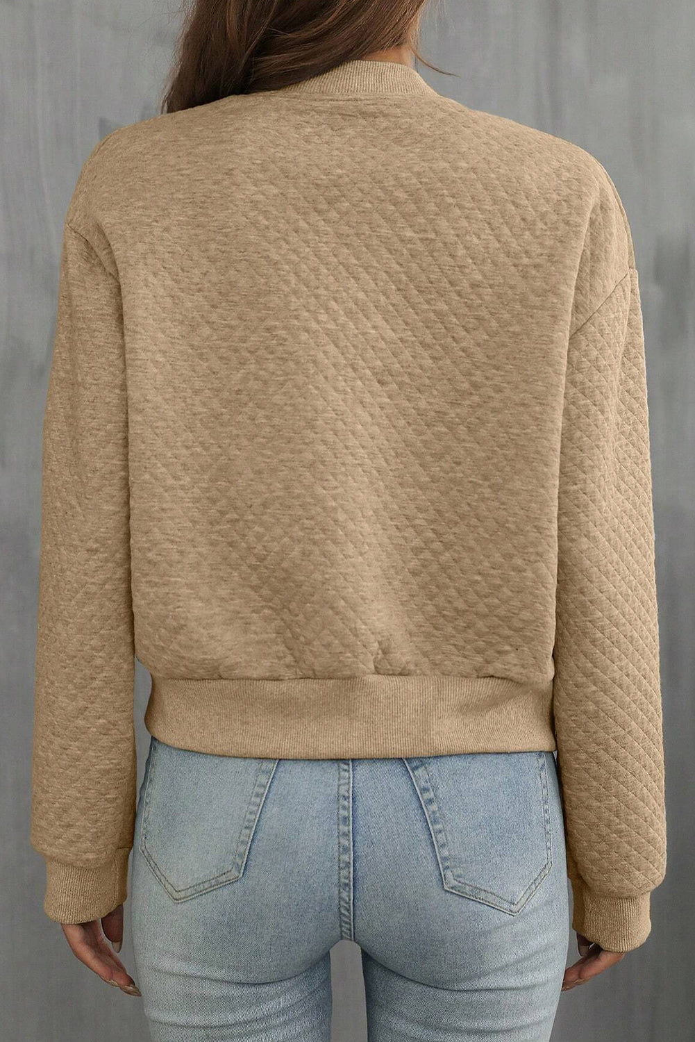 Latte Diamond Quilted Bomber Jacket