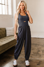 Charcoal Cutout Racerback Jumpsuit