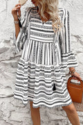 Black and White Geometric Print Mini Dress