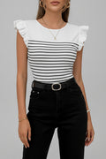 Black and White Stripe Bow Back Top