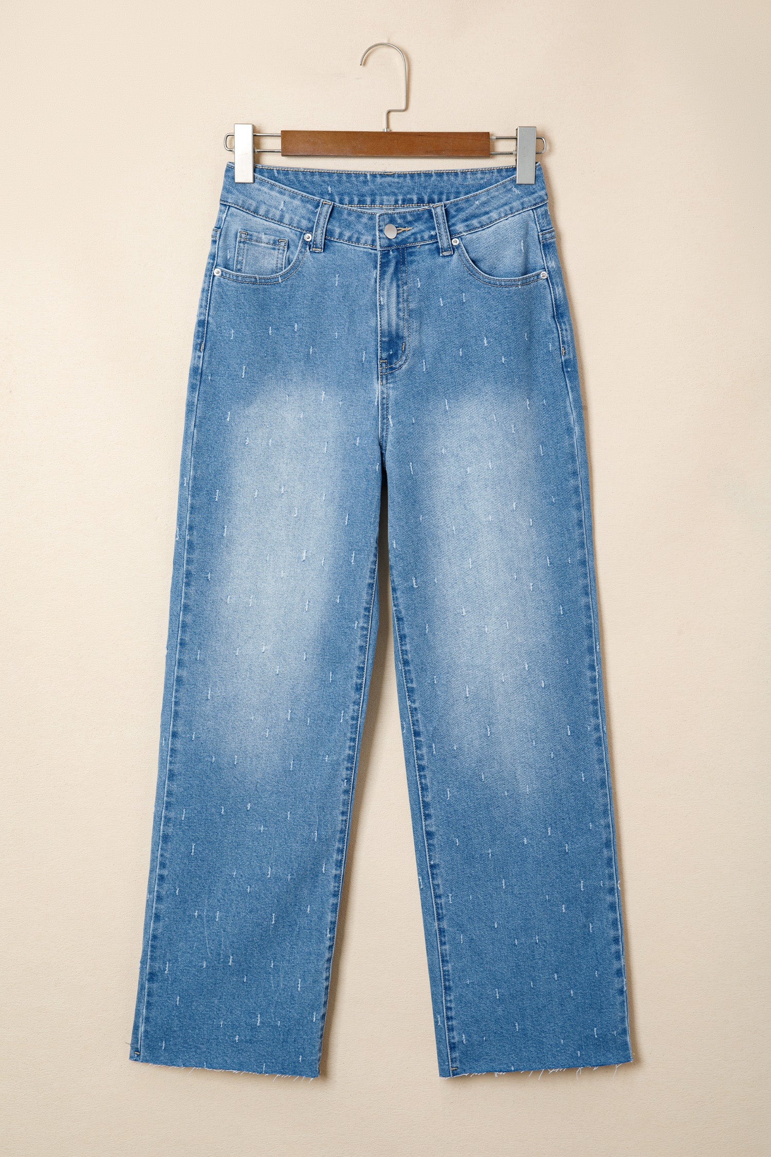 Light Wash Distressed Wide-Leg Jeans
