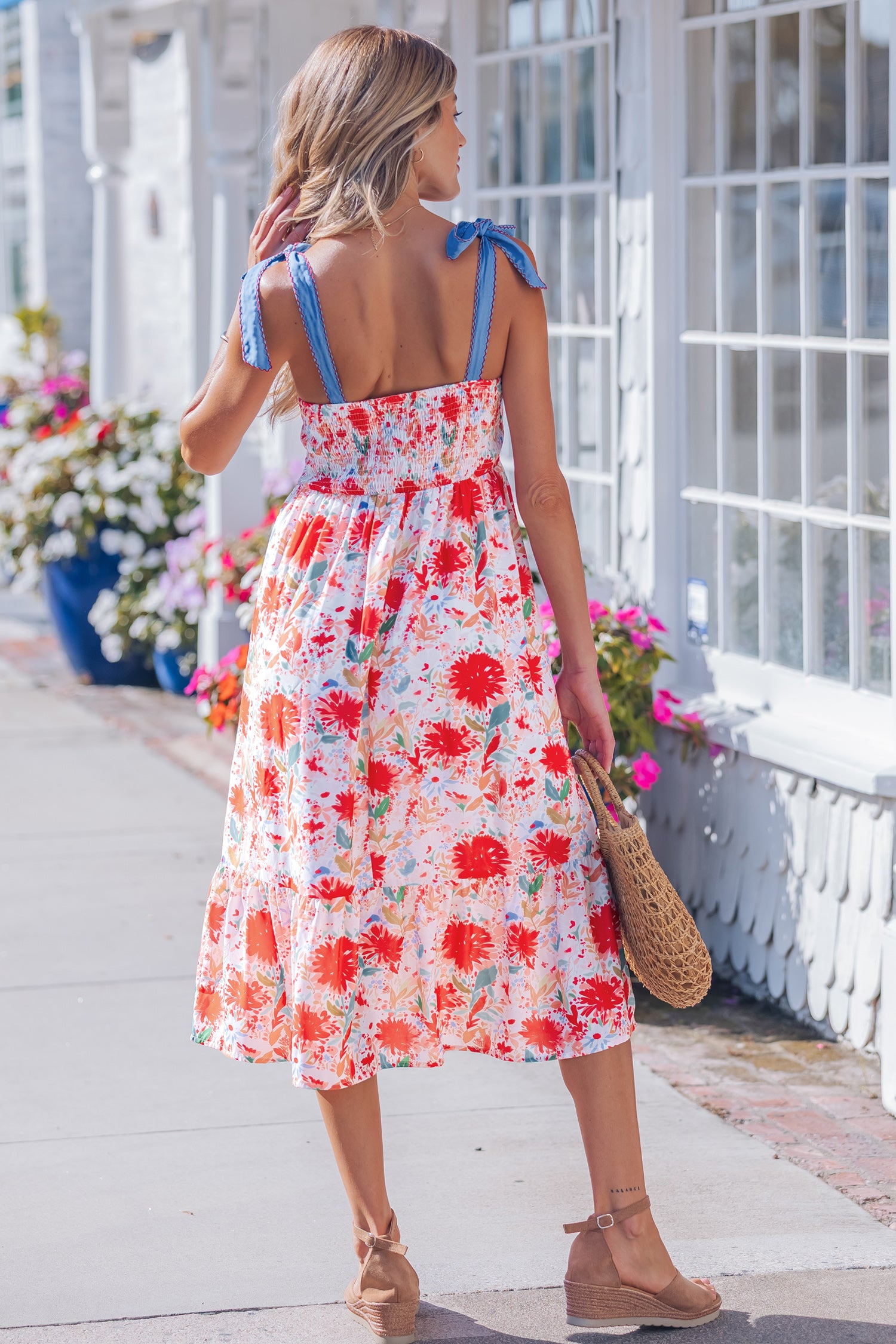Wildflower Tie Strap Midi Dress