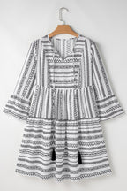 Black and White Geometric Print Mini Dress