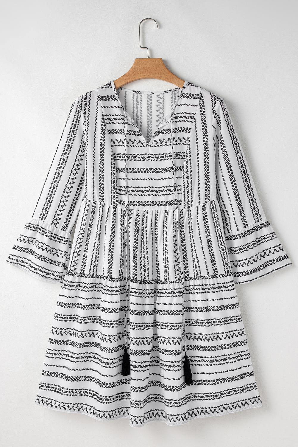 Black and White Geometric Print Mini Dress