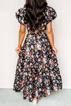Seville Rose Print Tiered Maxi Dress