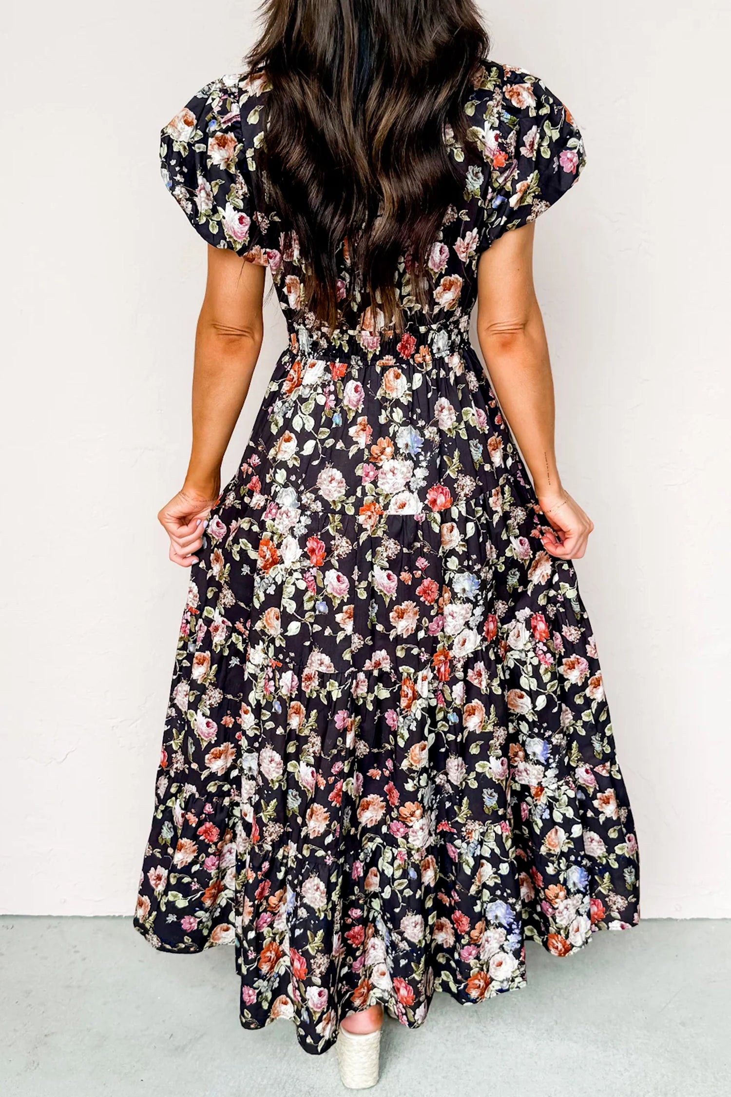 Seville Rose Print Tiered Maxi Dress