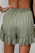 Sage Ruffle-Hem Tie-Waist Shorts