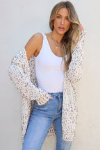 Cream Confetti Knit Open-Front Cardigan