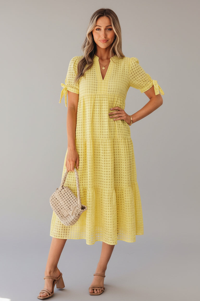 Textured Tiered Midi Dress