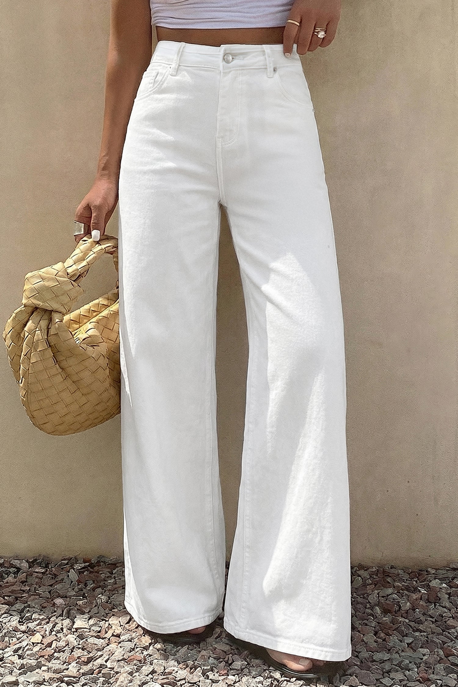 White Wide-Leg Jeans
