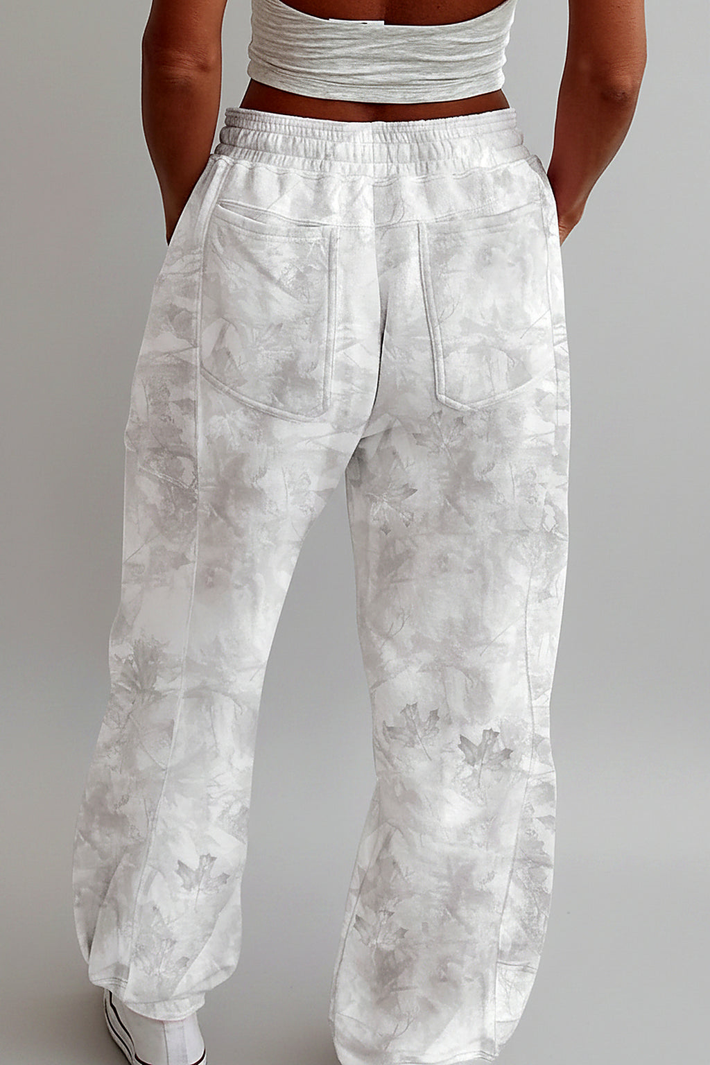 Grey Botanical Print Joggers