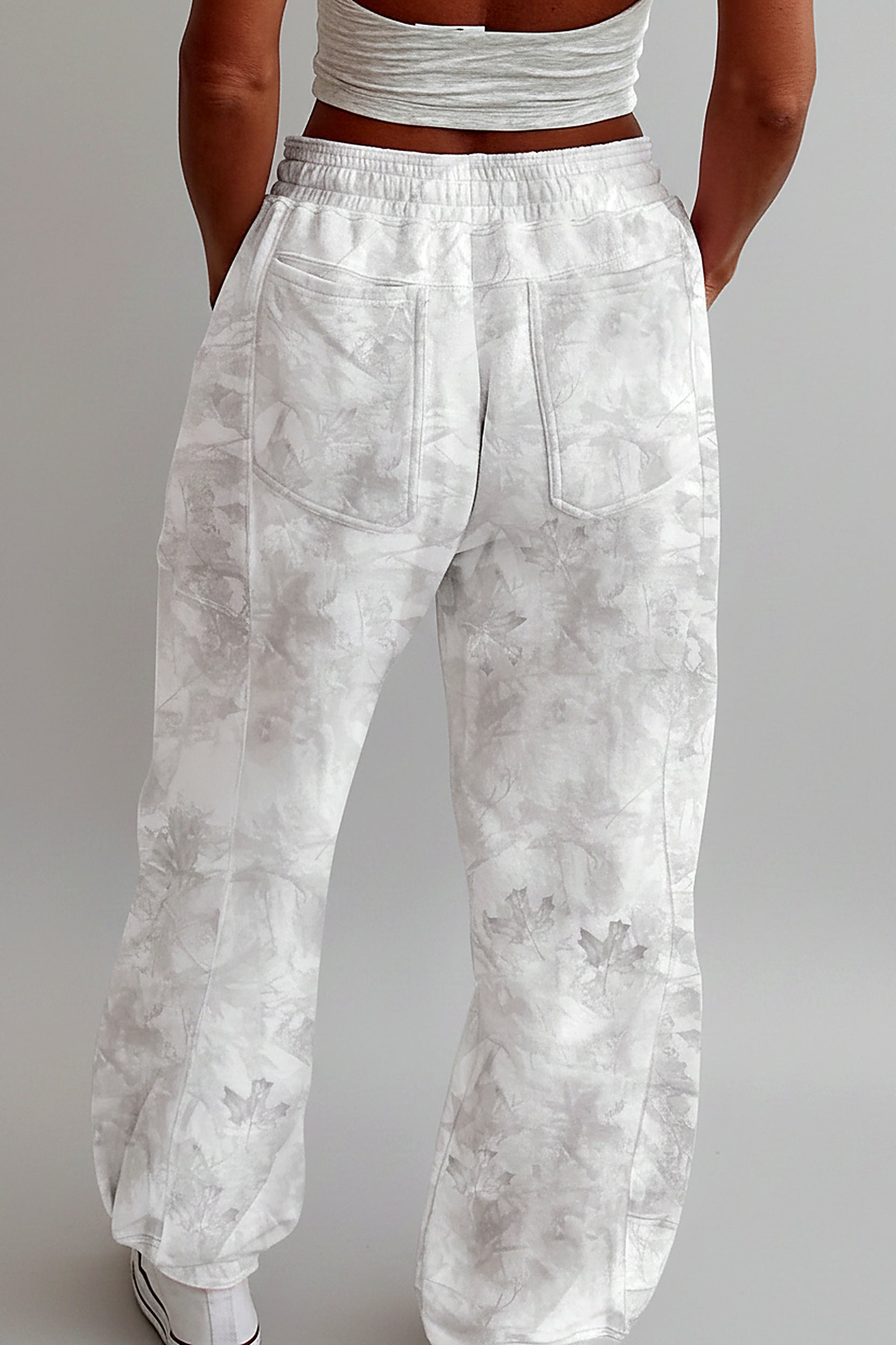 Grey Botanical Print Joggers