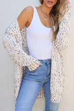 Cream Confetti Knit Open-Front Cardigan