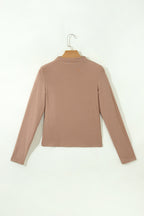 Almond High Neck Long Sleeve Top