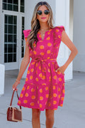 Fuchsia Polka Dot Belted Dress