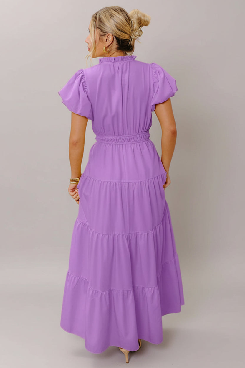 Puff Sleeve Tiered Maxi Dress