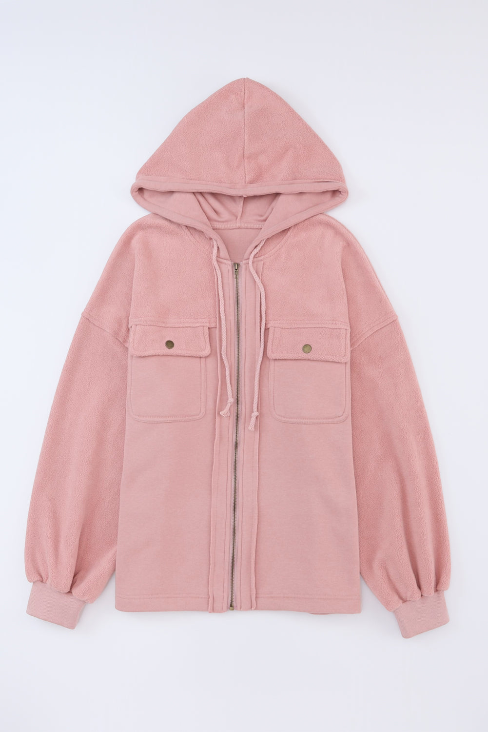 Blush Fleece Zip-Up Hooded Jacket