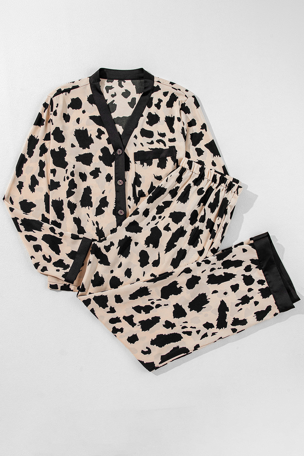Tan and Black Animal Print Pyjama Set
