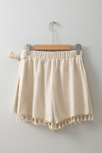 Vanilla Tassel-Trim Wrap Skort