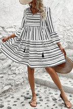 Black and White Geometric Print Mini Dress